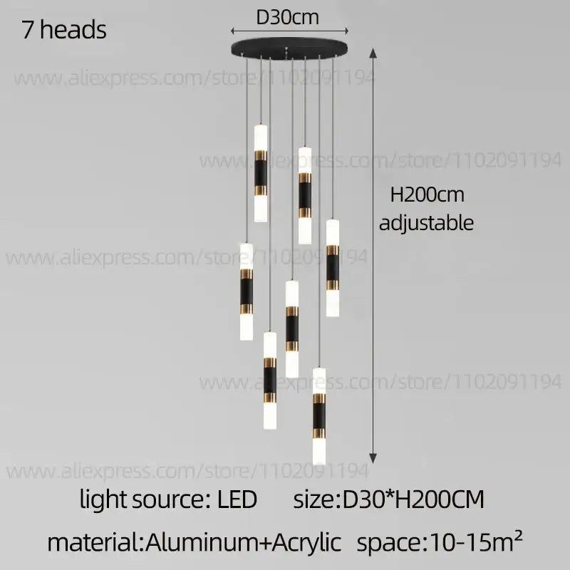 DecorBites™ LED Staircase Chandelier: Modern Duplex Home Lighting for Architectural Decoration