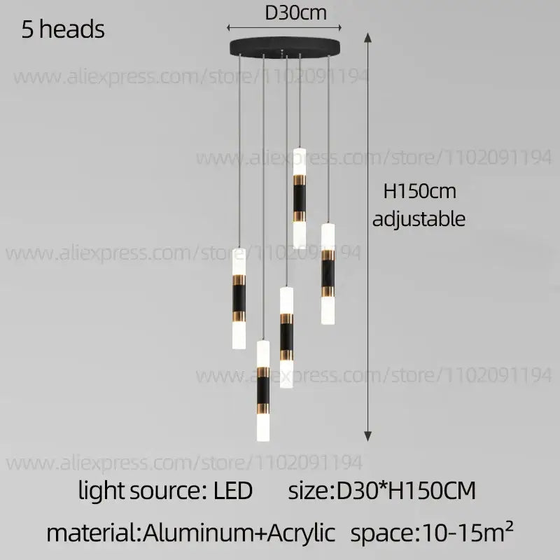 DecorBites™ LED Staircase Chandelier: Modern Duplex Home Lighting for Architectural Decoration