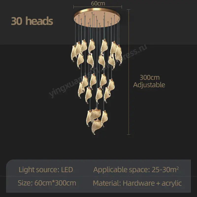 DecorBites™ LED Staircase Chandelier: Modern Loft Lighting Fixture for Living & Dining Room