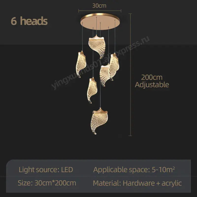 DecorBites™ LED Staircase Chandelier: Modern Loft Lighting Fixture for Living & Dining Room