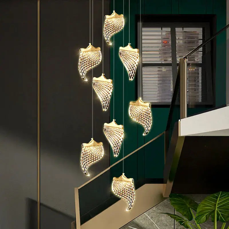 DecorBites™ LED Staircase Chandelier: Modern Loft Lighting Fixture for Living & Dining Room