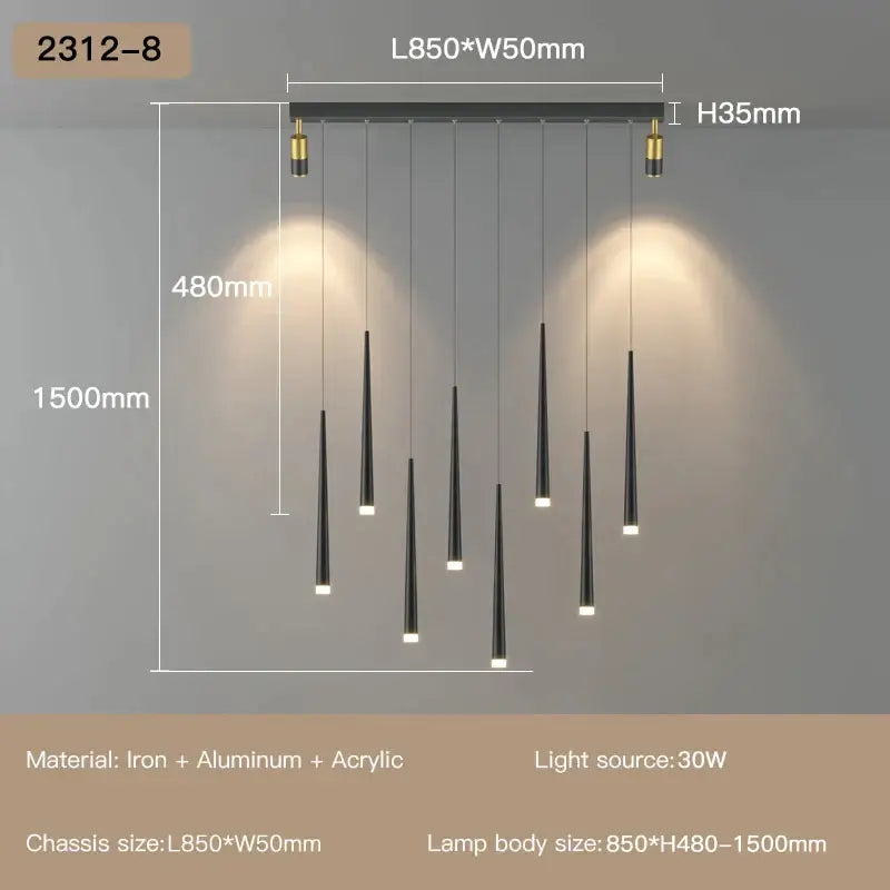 DecorBites™ LED Staircase Chandeliers: Modern Luxury for Living Room, Hall, Villa.
