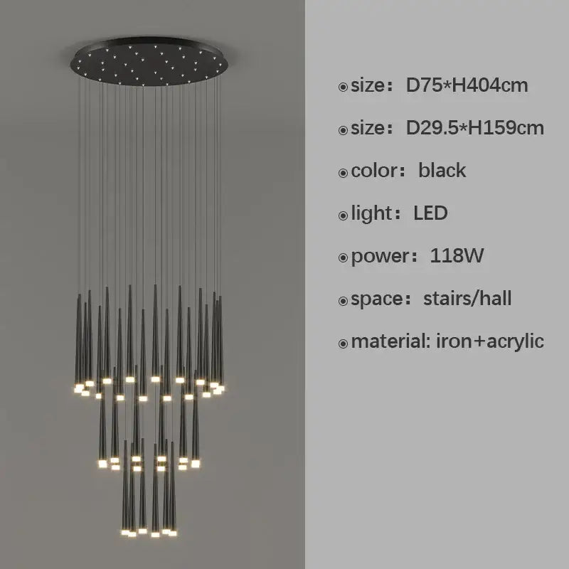 DecorBites™ LED Staircase Chandeliers: Modern Luxury for Living Room, Hall, Villa.