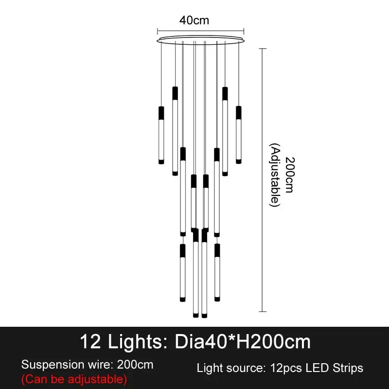 DecorBites™ LED Staircase Chandeliers: Modern Luxury Lighting for Living Room, Restaurant, or Duplex Attic