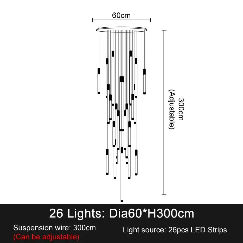 DecorBites™ LED Staircase Chandeliers: Modern Luxury Lighting for Living Room, Restaurant, or Duplex Attic