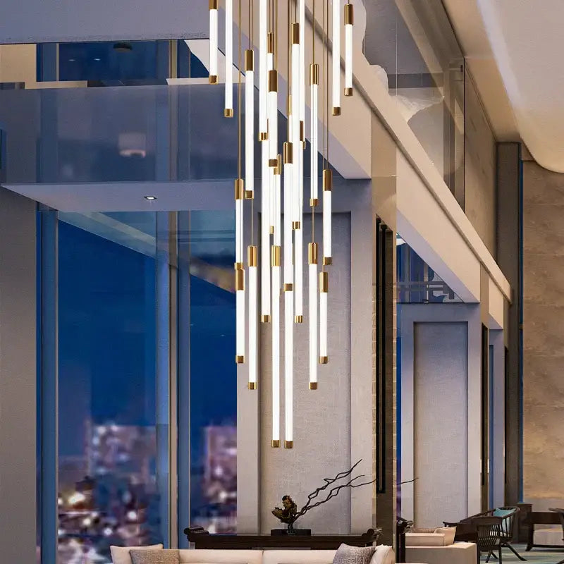 DecorBites™ LED Staircase Chandeliers: Modern Luxury Lighting for Living Room, Restaurant, or Duplex Attic