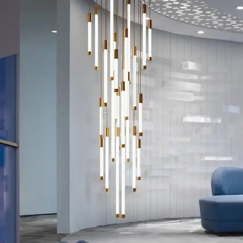 DecorBites™ LED Staircase Chandeliers: Modern Luxury Lighting for Living Room, Restaurant, or Duplex Attic