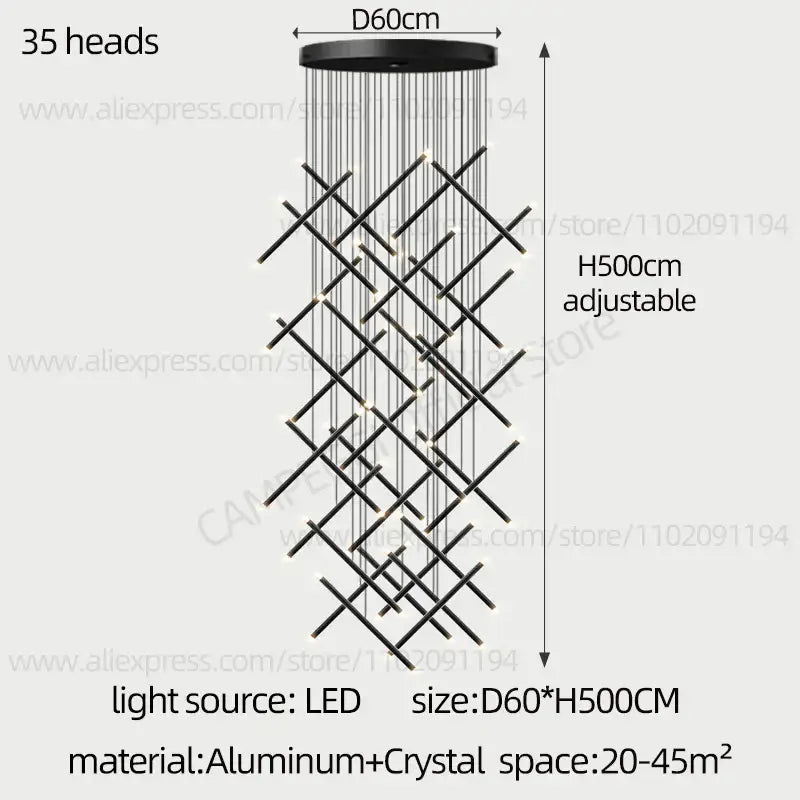 DecorBites™ LED Staircase Pendant Chandelier, Modern Nordic Restaurant Hanging Light