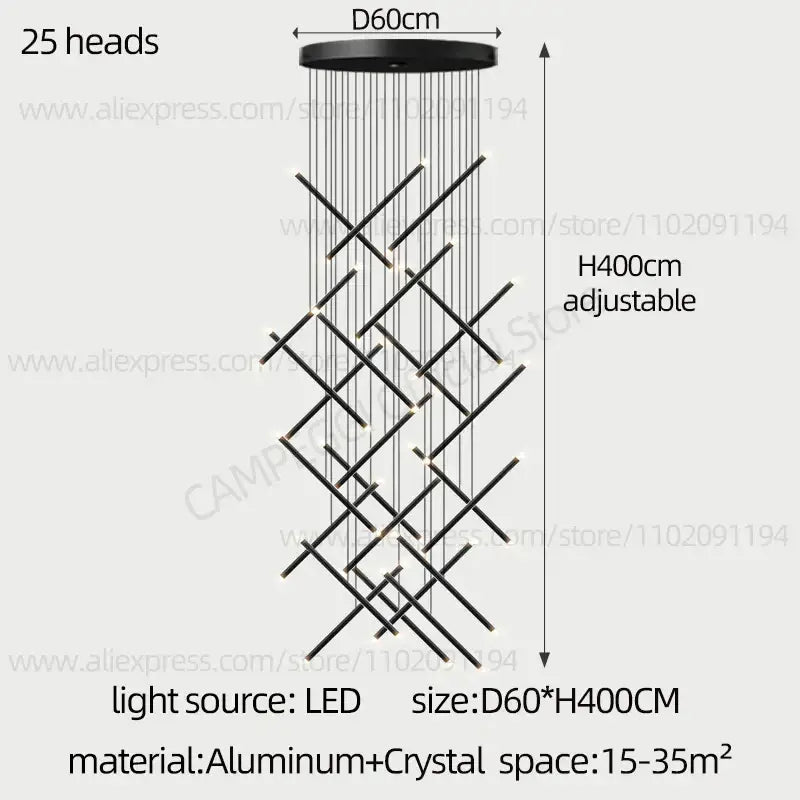 DecorBites™ LED Staircase Pendant Chandelier, Modern Nordic Restaurant Hanging Light