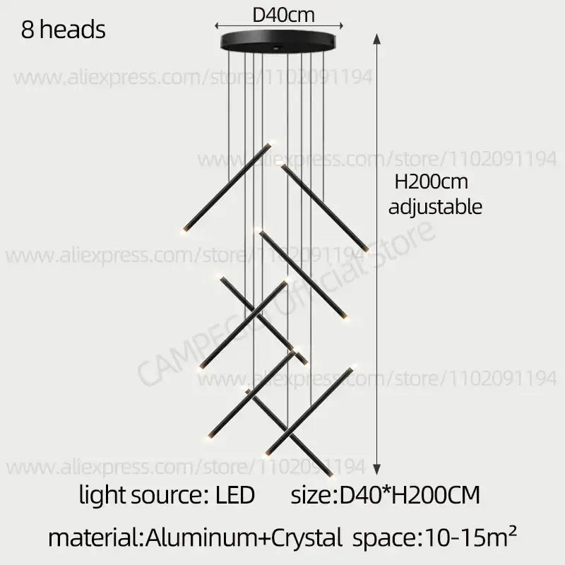 DecorBites™ LED Staircase Pendant Chandelier, Modern Nordic Restaurant Hanging Light