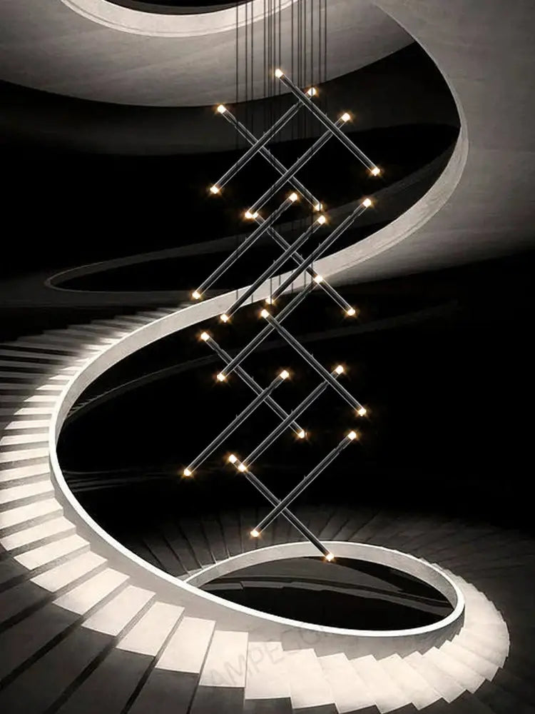 DecorBites™ LED Staircase Pendant Chandelier, Modern Nordic Restaurant Hanging Light