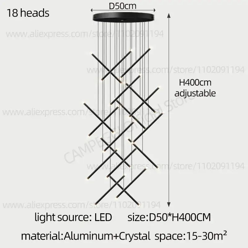 DecorBites™ LED Staircase Pendant Chandelier, Modern Nordic Restaurant Hanging Light