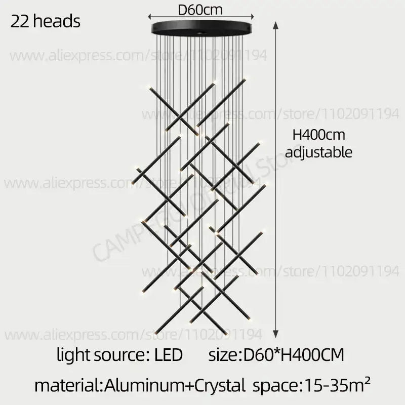 DecorBites™ LED Staircase Pendant Chandelier, Modern Nordic Restaurant Hanging Light