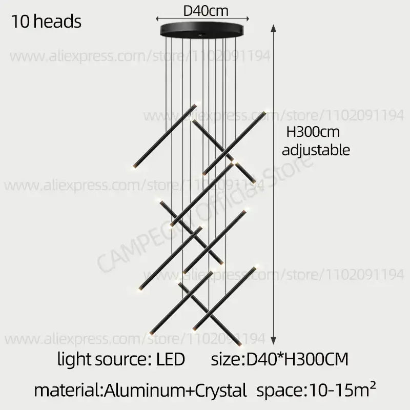 DecorBites™ LED Staircase Pendant Chandelier, Modern Nordic Restaurant Hanging Light