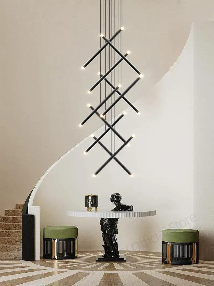 DecorBites™ LED Staircase Pendant Chandelier, Modern Nordic Restaurant Hanging Light