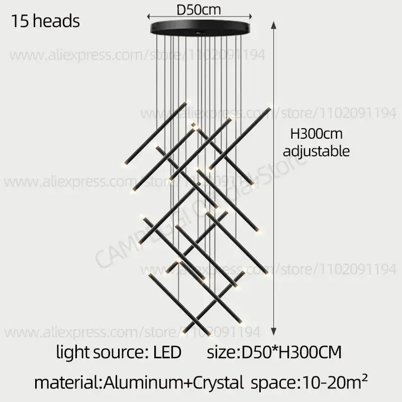 DecorBites™ LED Staircase Pendant Chandelier, Modern Nordic Restaurant Hanging Light