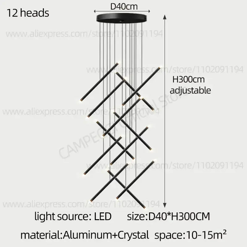 DecorBites™ LED Staircase Pendant Chandelier, Modern Nordic Restaurant Hanging Light