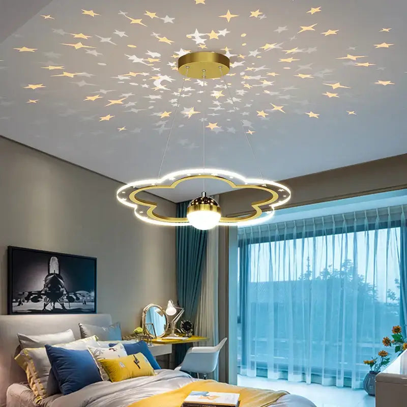 DecorBites™ LED Star Chandelier: Kids Room Lighting Fixture for Bedroom & Study Room