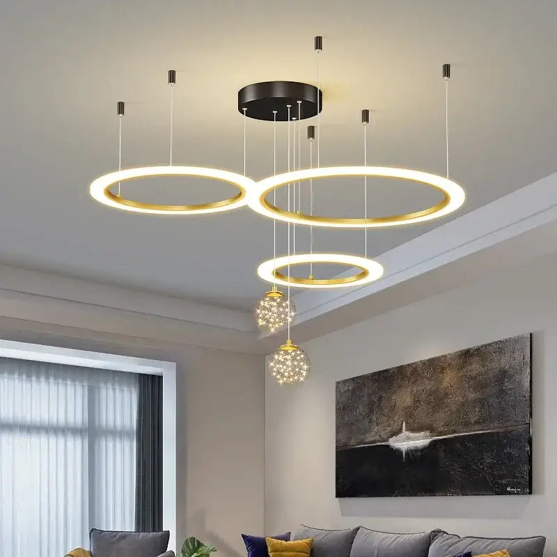 DecorBites™ LED Star Chandeliers: Modern Dimmable Lighting for Living Room Bedroom Decor
