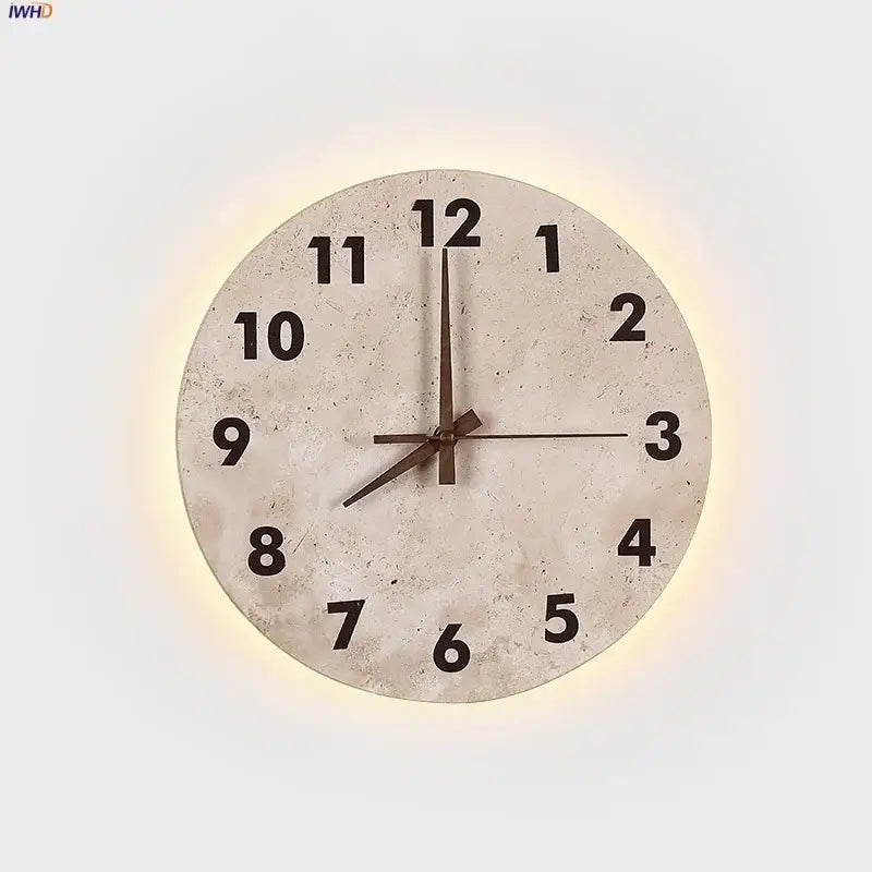 مصباح حائط من ديكور بايتس™ ليد بتصميم صخري وساعة، مصباح حمام عصري إسكندنافي أصفر بتصميم كهف بمرآة