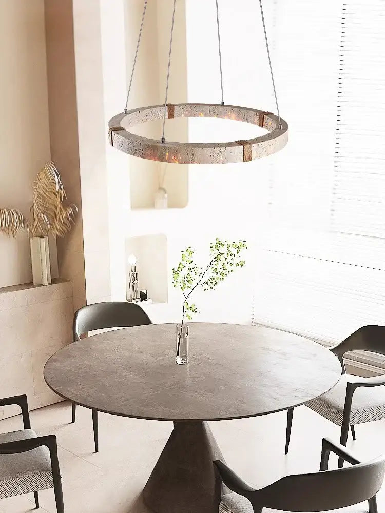 DecorBites™ LED Stone Ring Chandelier - Trendy Design for Living & Dining Room