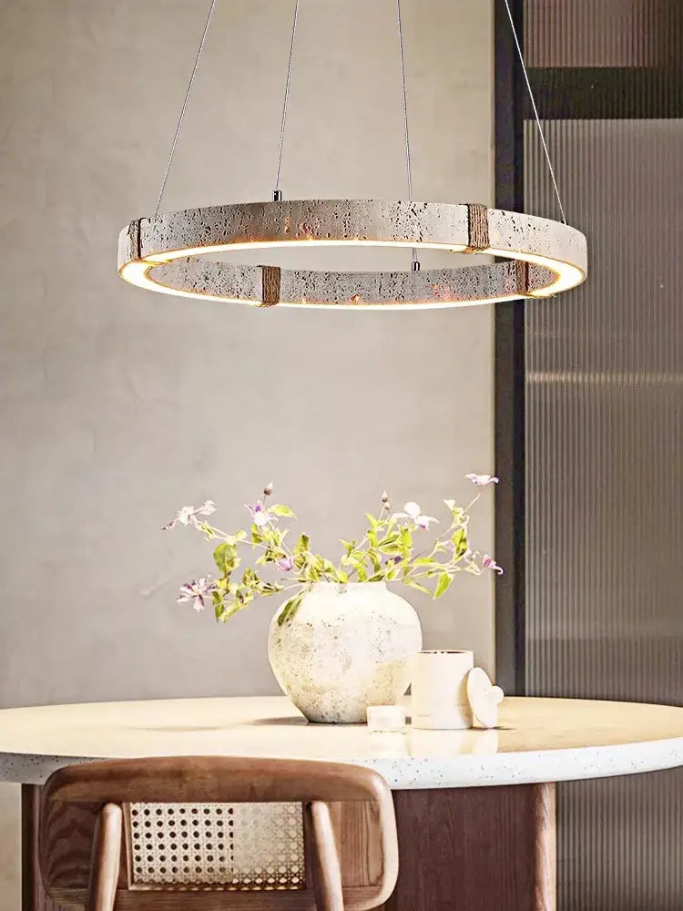 DecorBites™ LED Stone Ring Chandelier - Trendy Design for Living & Dining Room