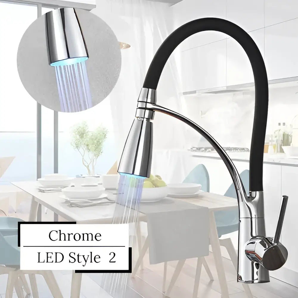 DecorBites™ LED Swivel Pull Down Kitchen Faucet with Hot and Cold Water Mixer