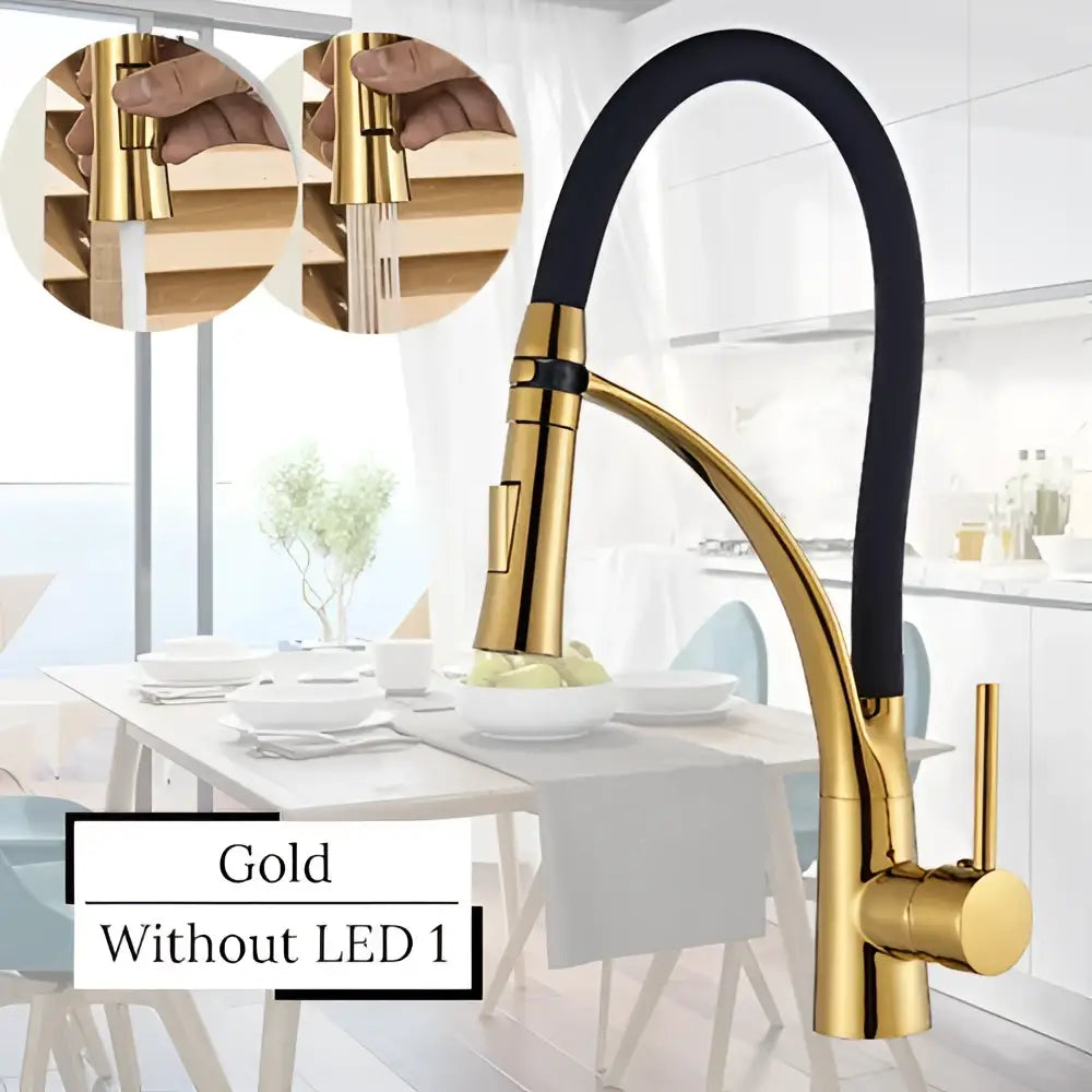 DecorBites™ LED Swivel Pull Down Kitchen Faucet with Hot and Cold Water Mixer