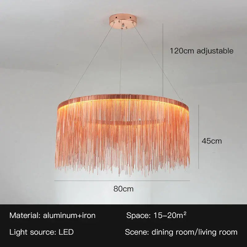 DecorBites™ LED Tassel Chandelier Pendant Light for Living Room Villa Hall Silver Lustre