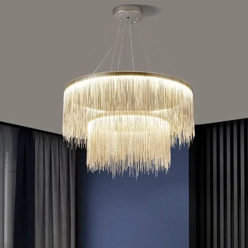 DecorBites™ LED Tassel Chandeliers | Waterfall Hanging Pendant Light | Modern Art Decor Lighting