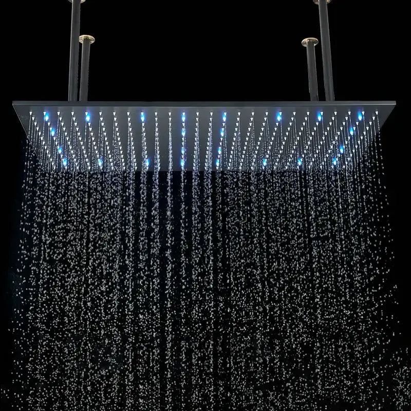 DecorBites™ LED Thermostatic Rainfall Shower System with Tub Spout Mixer Tap & Brass Head