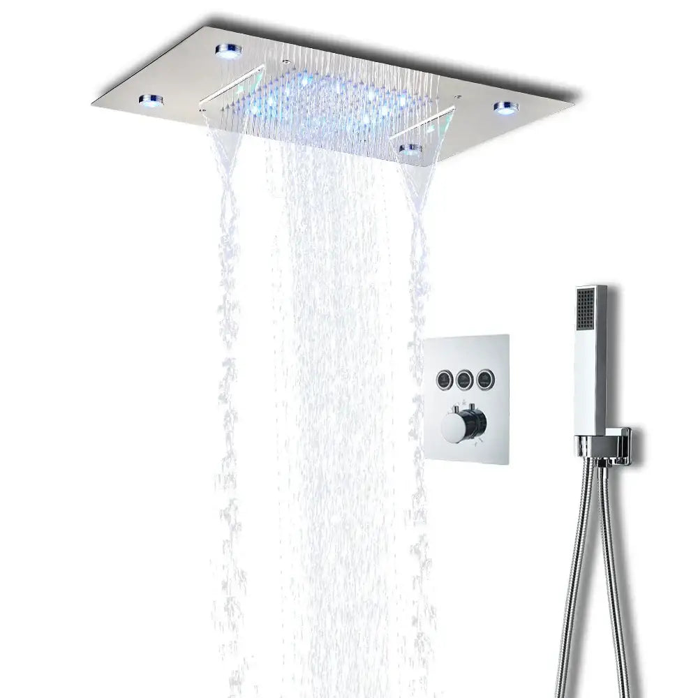 DecorBites™ LED Thermostatic Shower Faucet Set Rain Waterfall System with Remote Control