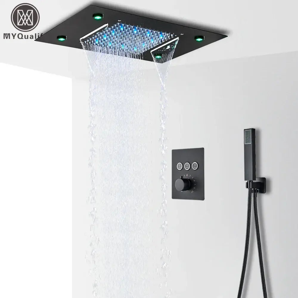 DecorBites™ LED Thermostatic Shower Faucet Set Rain Waterfall System with Remote Control
