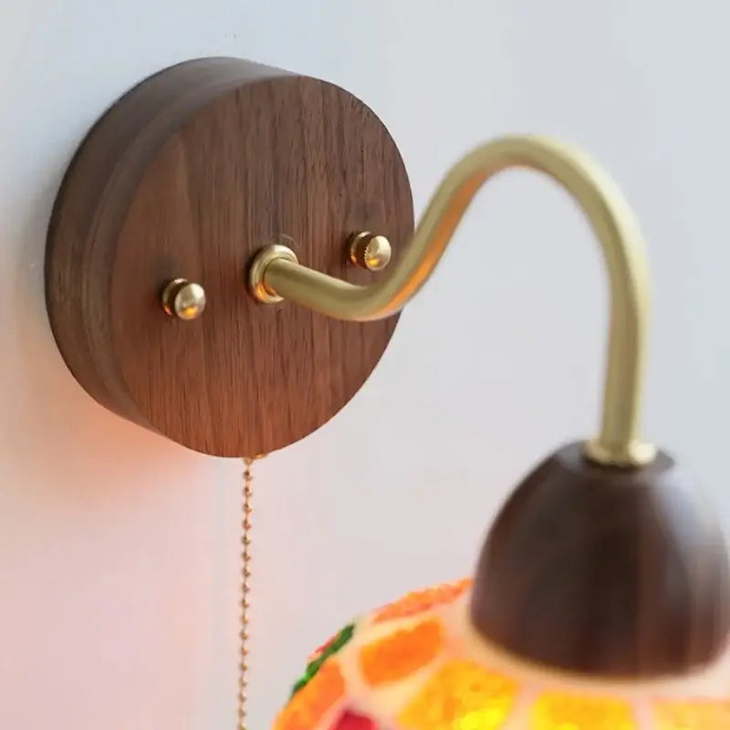 DecorBites™ LED Tiffany Style Wall Lights Pull Chain Sconce Colorful Glass Stair Fixture