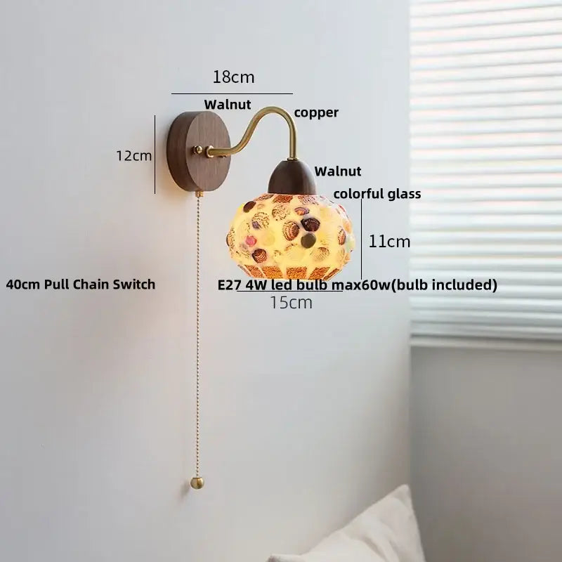 DecorBites™ LED Tiffany Style Wall Lights Pull Chain Sconce Colorful Glass Stair Fixture
