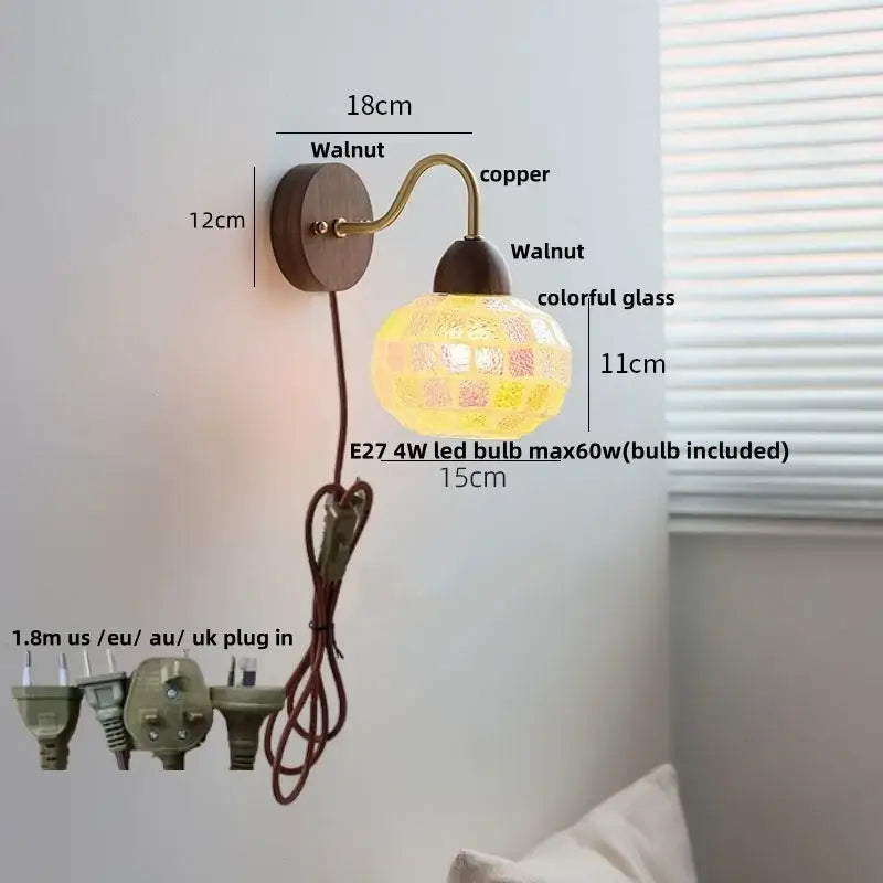 DecorBites™ LED Tiffany Style Wall Lights Pull Chain Sconce Colorful Glass Stair Fixture