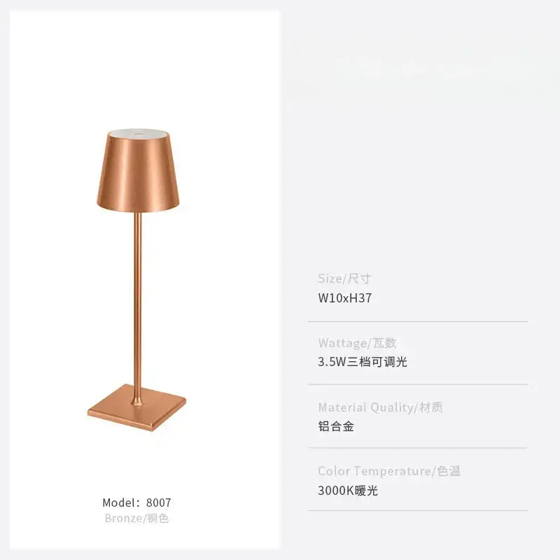 Lampe de table LED tactile DecorBites™ pour la maison, le bureau ou l'hôtellerie avec chargement USB