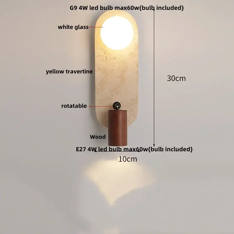 DecorBites™ LED Travertine Wall Light - Natural Yellow Ambiance for Aisle, Study, Porch