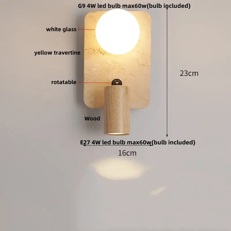 DecorBites™ LED Travertine Wall Light - Natural Yellow Ambiance for Aisle, Study, Porch