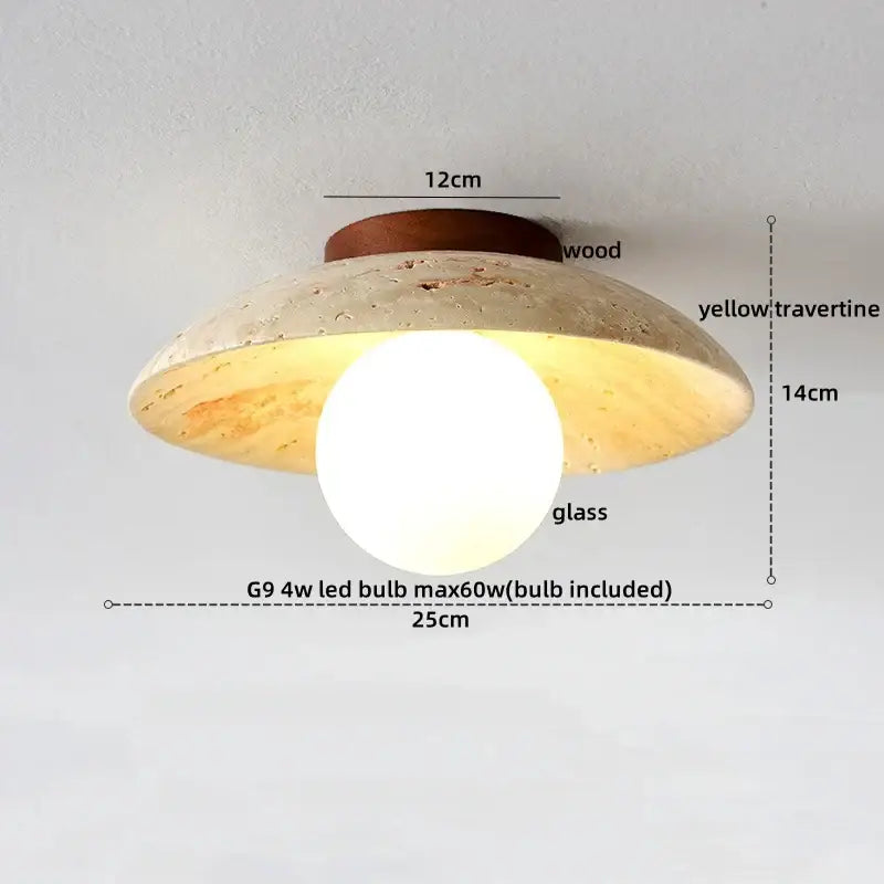 DecorBites™ LED Travertine Wood Ceiling Light Fixture - Modern Nordic Restaurant Balcony Lamp