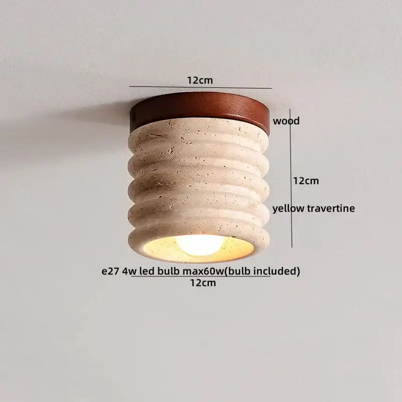DecorBites™ LED Travertine Wood Ceiling Light Fixture - Modern Nordic Restaurant Balcony Lamp