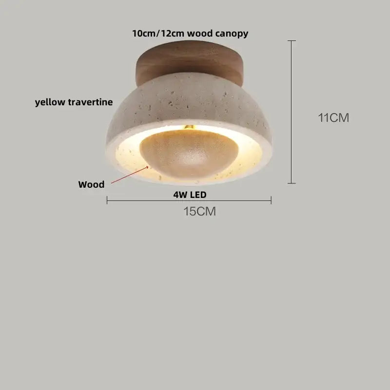 DecorBites™ LED Travertine Wood Ceiling Light Fixture - Modern Nordic Restaurant Balcony Lamp