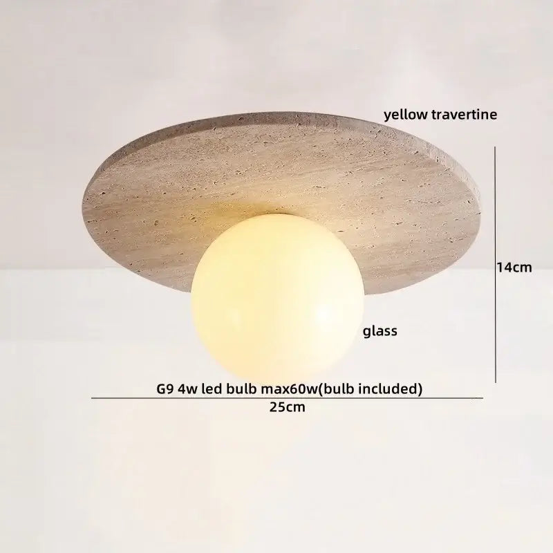 DecorBites™ LED Travertine Wood Ceiling Light Fixture - Modern Nordic Restaurant Balcony Lamp