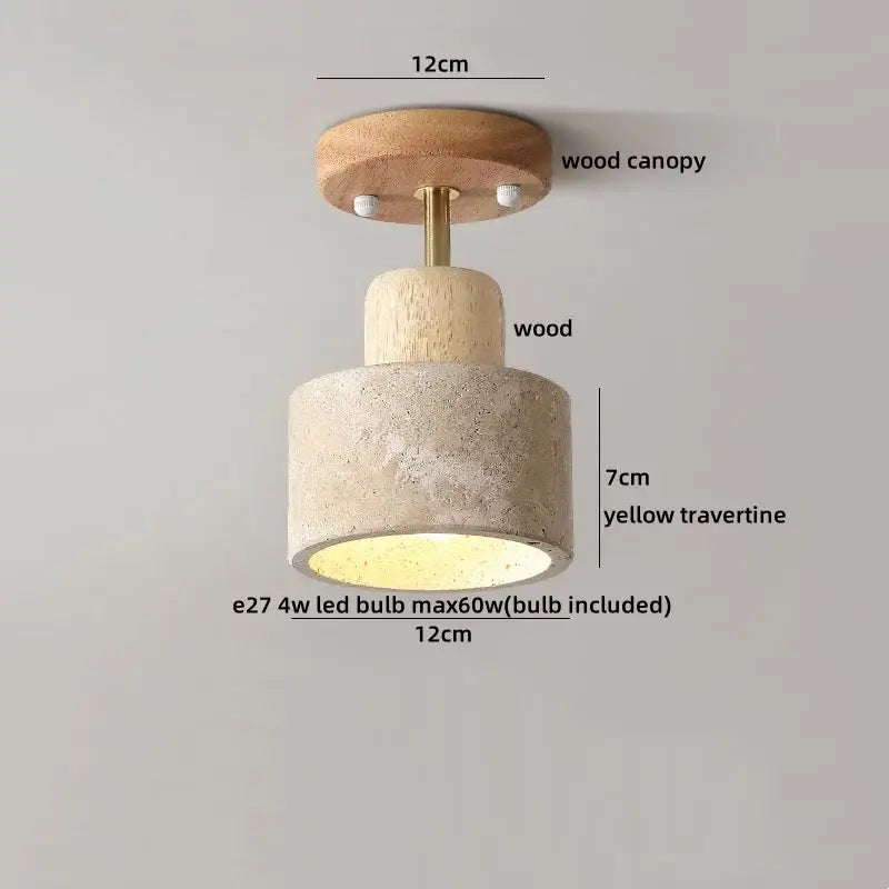 DecorBites™ LED Travertine Wood Ceiling Light Fixture - Modern Nordic Restaurant Balcony Lamp