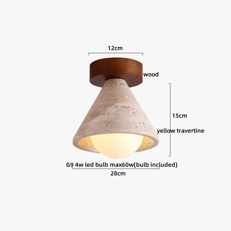 DecorBites™ LED Travertine Wood Ceiling Light Fixture - Modern Nordic Restaurant Balcony Lamp