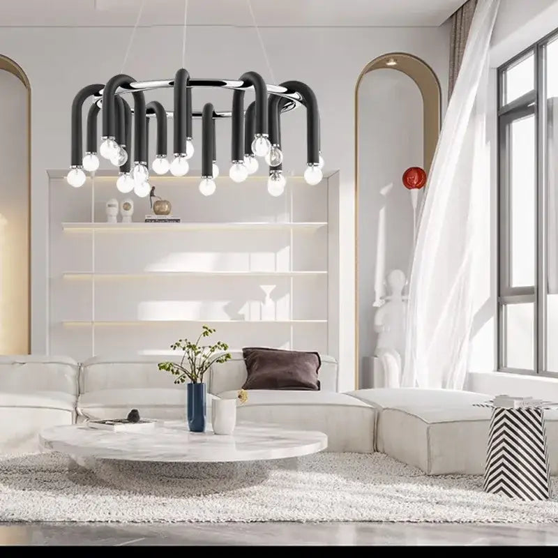DecorBites™ LED Tube Chandelier Lighting High Ceiling Lustre Hanging Lamps for Home Deco