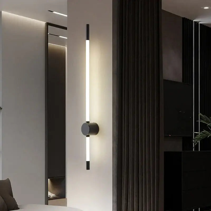 DecorBites™ LED Tube Wall Lights: Black Gold Sconce Fixtures for Bedroom, Living Room, Stairs, Hotel