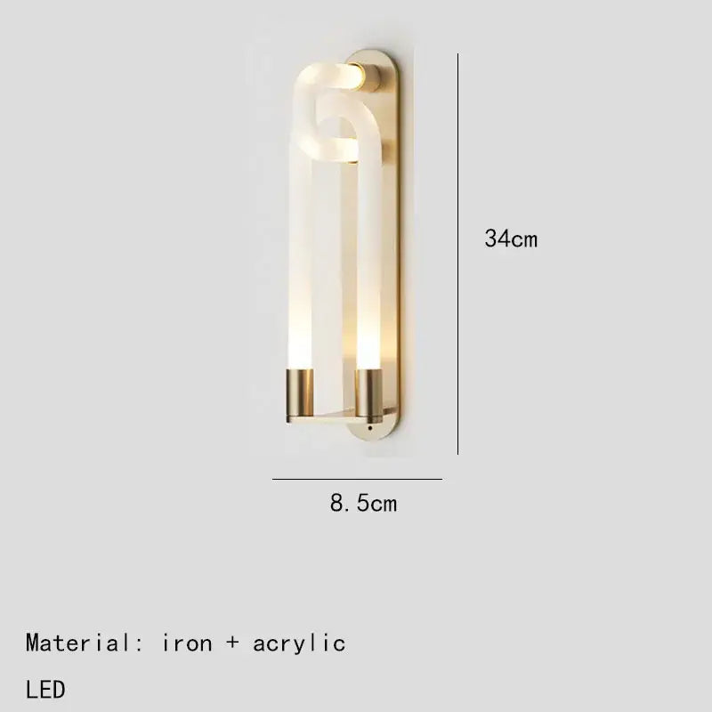 DecorBites™ LED Tube Wall Sconce Gold Black White Metal Acrylic Light Fixture