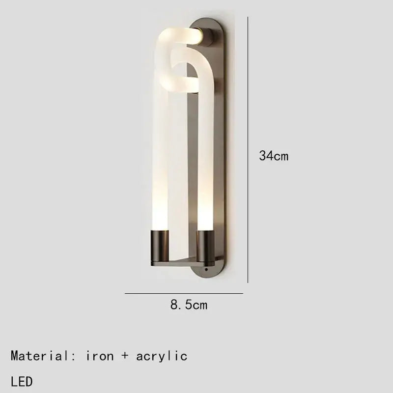 DecorBites™ LED Tube Wall Sconce Gold Black White Metal Acrylic Light Fixture