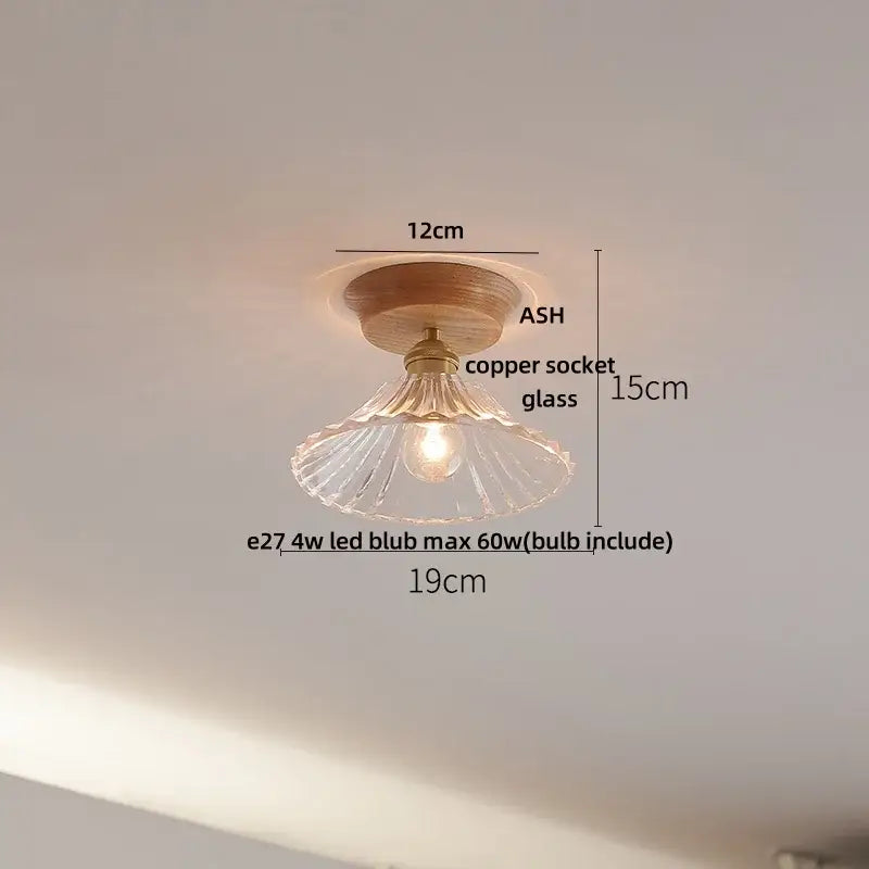 DecorBites™ Lotus Glass LED Ceiling Light with Copper Base - Modern Nordic Design